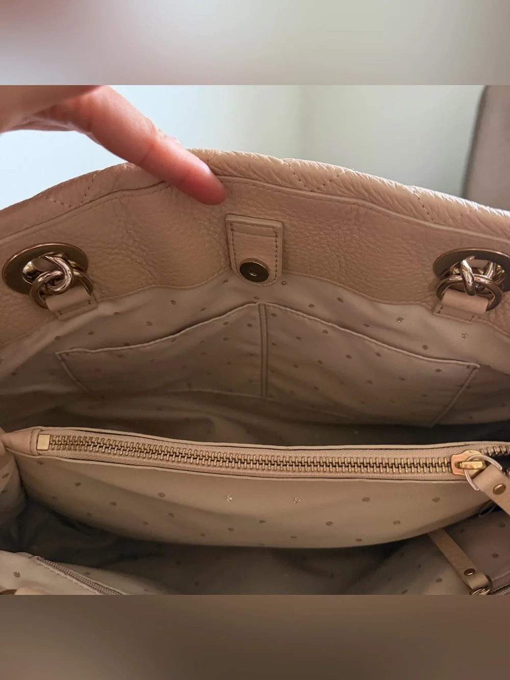 Vintage Kate Spade Gold Coast Maryanne Quilted Leather Tote Bag Cashew Beige EUC